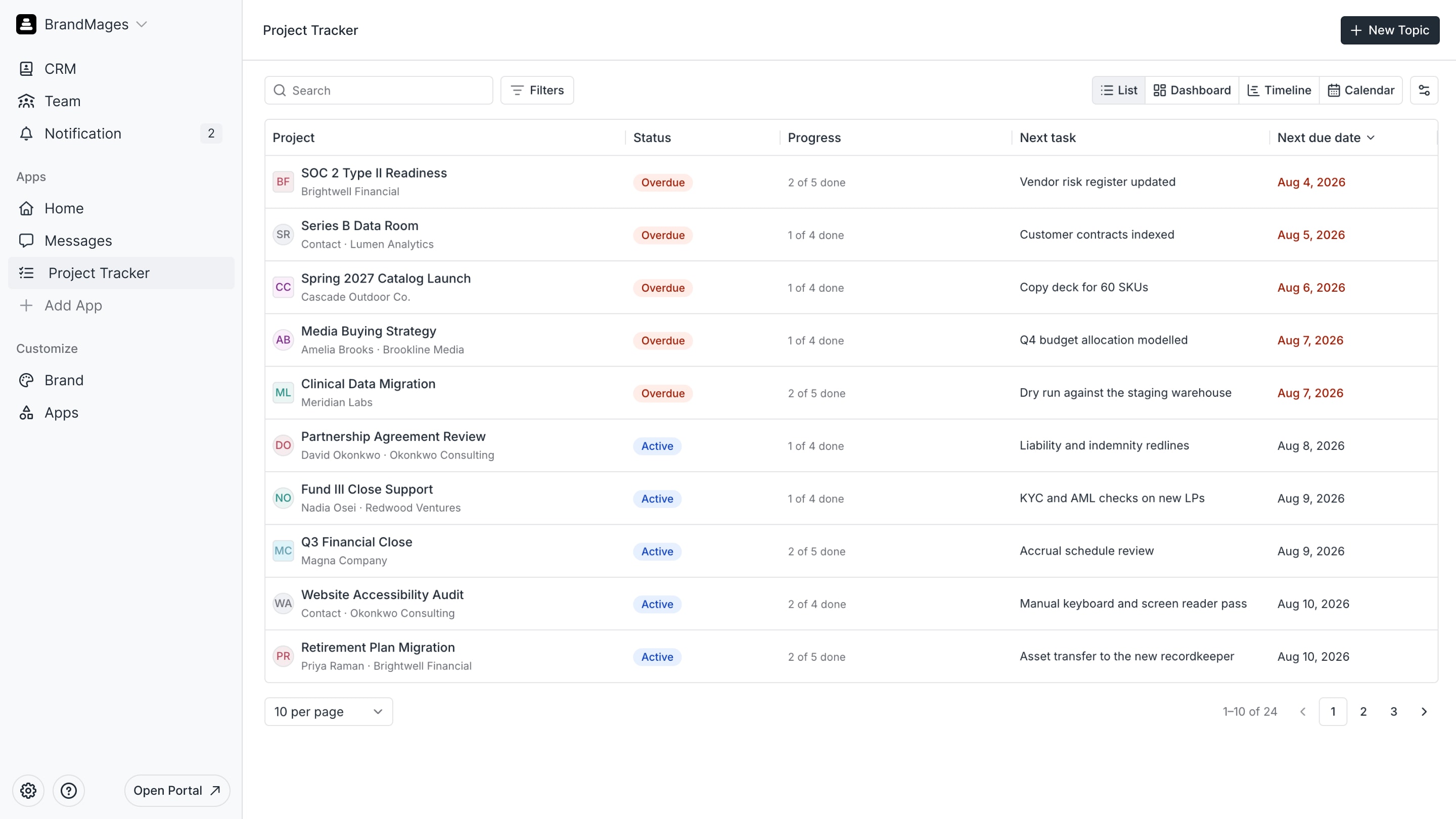 Client project tracker preview 1