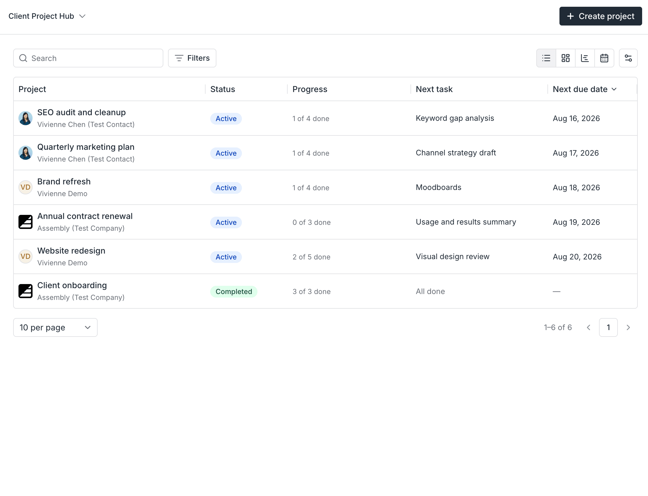Client Project Hub screenshot