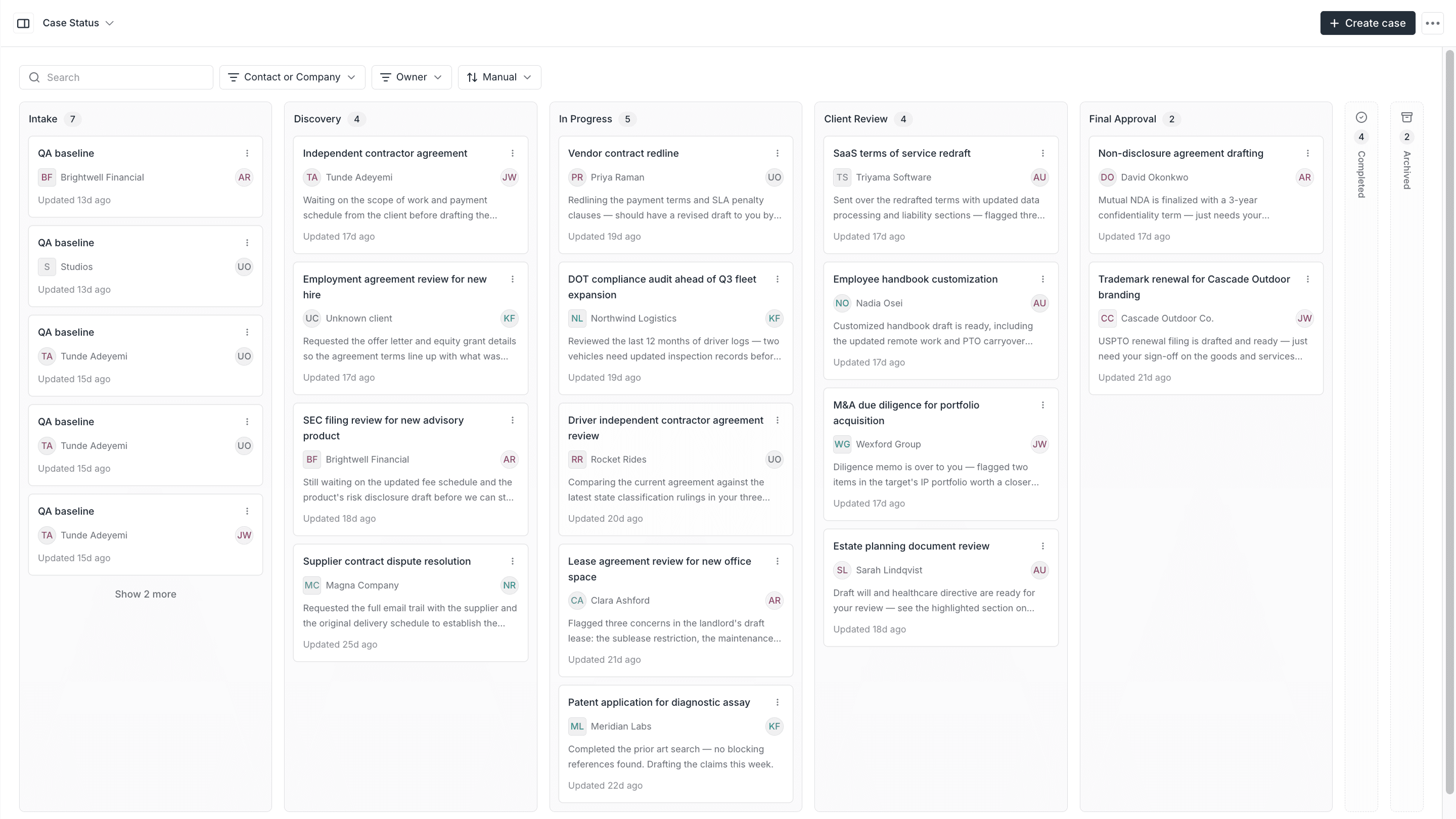 Case Status screenshot